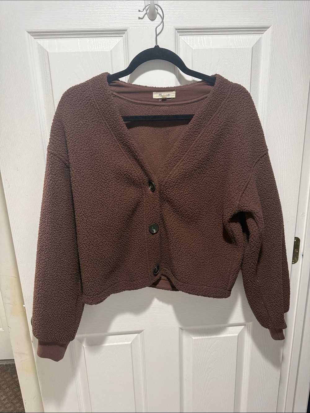 Madewell Chocolate Brown Button-Front Plush Cardigan